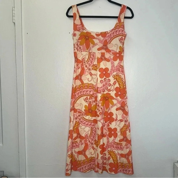 Barami Vintage Vibrant Floral A-Line Summer Dress Sleeveless Flattering‎ Sz S - Picture 2 of 13